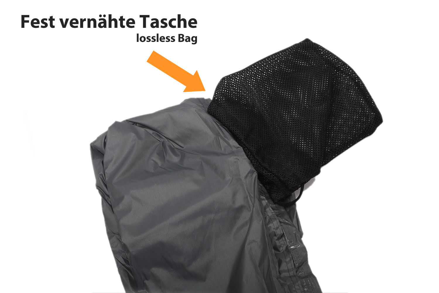 Tarp mit fest vernähter Tasche zur Aufbewahrung