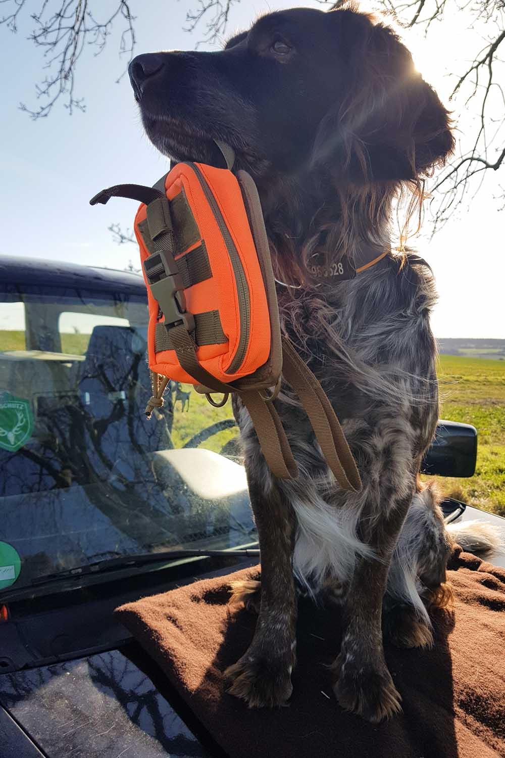 kompakte Erste-Hilfe-Tasche in leuchtendem Orange